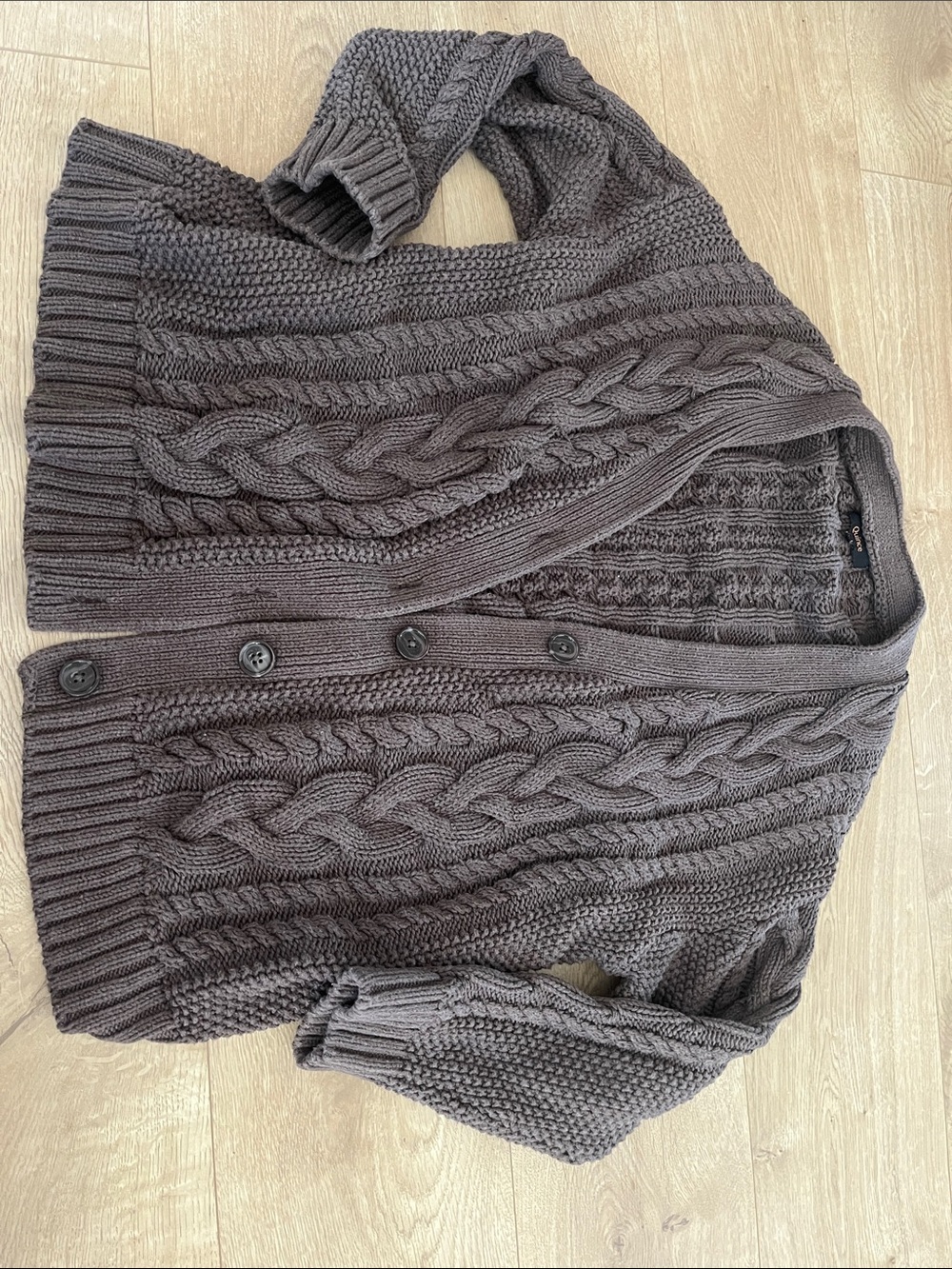 Quince brown fisherman cardigan